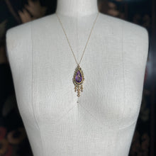 Load image into Gallery viewer, c. 1870s-1880s Rose of Sharon 14k Gold Amethyst Diamond Pendant