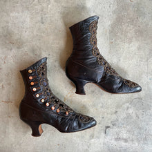 Load image into Gallery viewer, c. 1910s Studded Leather Cutout Boots