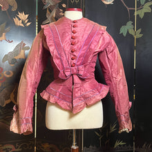 Load image into Gallery viewer, c. Late 1860s-Early 1870s Pink + Purple Silk Bodice
