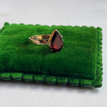 Load image into Gallery viewer, RESERVED | 10k Foiled Garnet Drop Conversion Ring