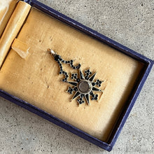 Load image into Gallery viewer, c. 1870s Crescent Moon Star 14k Gold + Onyx Hair Locket Pendant
