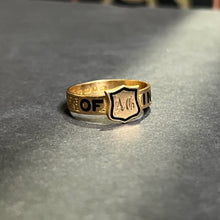 Load image into Gallery viewer, 1875 'In Memory Of' 18k Gold Mourning Ring 'AG'