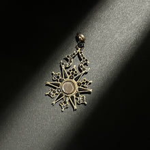 Load image into Gallery viewer, c. 1870s Crescent Moon Star 14k Gold + Onyx Hair Locket Pendant
