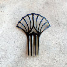 Load image into Gallery viewer, Art Deco Black Celluloid Hair Comb