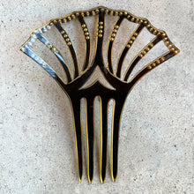 Load image into Gallery viewer, Art Deco Black Celluloid Hair Comb