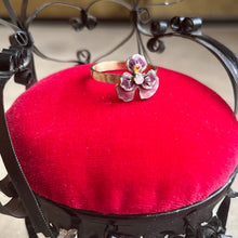 Load image into Gallery viewer, c. 1910s-1920s 10k Gold Enamel Pansy Conversion Ring