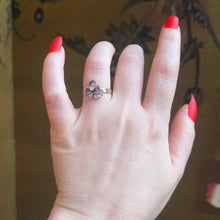 Load image into Gallery viewer, c. 1910s-1920s 10k Gold Enamel Pansy Conversion Ring