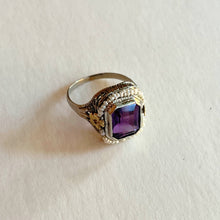Load image into Gallery viewer, c. 1920s-1930s 10k White + Yellow Gold Amethyst Ring