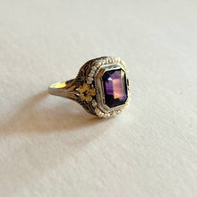 Load image into Gallery viewer, c. 1920s-1930s 10k White + Yellow Gold Amethyst Ring