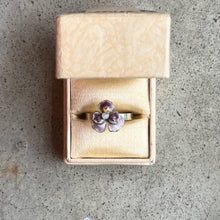 Load image into Gallery viewer, c. 1910s-1920s 10k Gold Enamel Pansy Conversion Ring