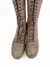 Load image into Gallery viewer, 1900s-1910s Tall Brown Lace Up Boots | Approx Size 7-7.5