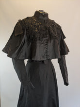 Load image into Gallery viewer, Victorian Black Silk Beaded Capelet