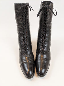 1910s-1920s Black Lace Up Boots | Approx Sz 8.5-9