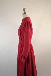 1900s Red Cotton Skirt + Blouse Set