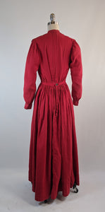1900s Red Cotton Skirt + Blouse Set