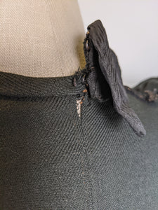 1890s Black Gigot Sleeve Bodice | Wool + Silk