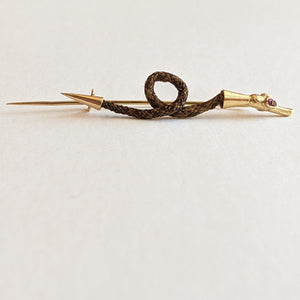 19th c. Gold Snake Hair Brooch