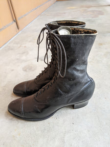 1910s Black Lace Up Boots | Approx Sz 8