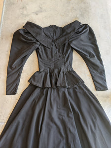 1890s Black Bodice + Skirt/Petticoat Ensemble