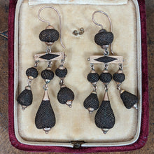 Load image into Gallery viewer, 1870s 14k Gold Hairwork Earrings