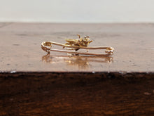 Load image into Gallery viewer, 1900s 14k Sapphire + Pearl Fly Pin