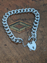 Load image into Gallery viewer, 1907 Sterling Silver Curb Bracelet + Heart Lock