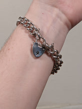 Load image into Gallery viewer, 1907 Sterling Silver Curb Bracelet + Heart Lock