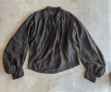 Load image into Gallery viewer, 1900s Black Silk Bishop Sleeve Wrap Blouse