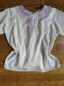 1910s Lilac Embroidered Blouse