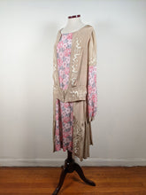 Load image into Gallery viewer, 1920s Silk Floral Dress