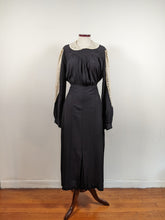 Load image into Gallery viewer, 1930s Black Rayon + Lace Dress