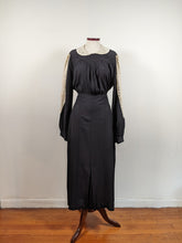 Load image into Gallery viewer, 1930s Black Rayon + Lace Dress
