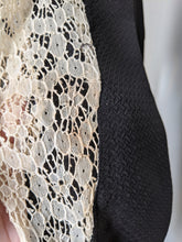 Load image into Gallery viewer, 1930s Black Rayon + Lace Dress