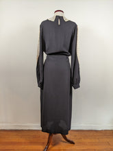 Load image into Gallery viewer, 1930s Black Rayon + Lace Dress
