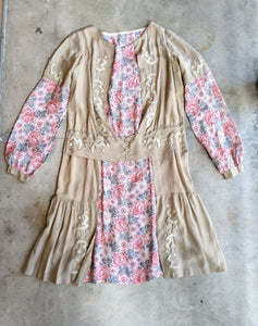 1920s Silk Floral Dress