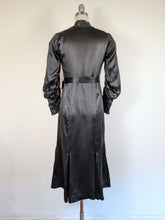 Load image into Gallery viewer, 1930s Inky Black Silk Dress | XS-S