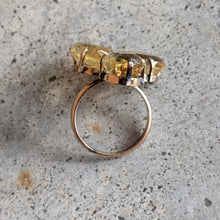 Load image into Gallery viewer, 19th C. 10k Gold + Citrine Shamrock Ring