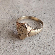 Load image into Gallery viewer, 14k Gold Celestial Signet Ring c. Turn of the Century