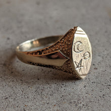 Load image into Gallery viewer, 14k Gold Celestial Signet Ring c. Turn of the Century