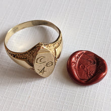 Load image into Gallery viewer, 14k Gold Celestial Signet Ring c. Turn of the Century