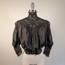 Load image into Gallery viewer, 1900s Black Silk Shirt-Waist