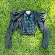 Load image into Gallery viewer, 1890s Green + Black Gigot Sleeve Bodice