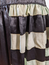 Load image into Gallery viewer, 1920s Black + Green Striped Silk Dress