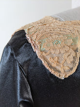 Load image into Gallery viewer, 1920s Black + Green Striped Silk Dress
