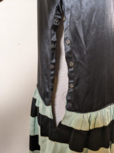 Load image into Gallery viewer, 1920s Black + Green Striped Silk Dress