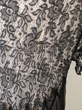 Load image into Gallery viewer, 1920s Black Silk Chiffon + Lace Dress