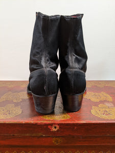 Early 1910s Side Button Silk Boots | Approx Sz 5