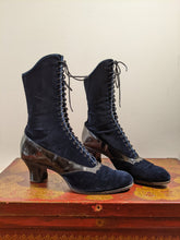 Load image into Gallery viewer, 1910s-1920s Blue Velveteen Boots | Approx Sz 7.5-8