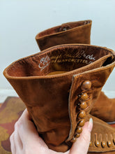 Load image into Gallery viewer, Early 1910s Brown Suede Side Button Boots | Approx Sz 5
