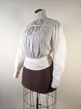 Load image into Gallery viewer, 1900s White Embroidered Shirt-Waist